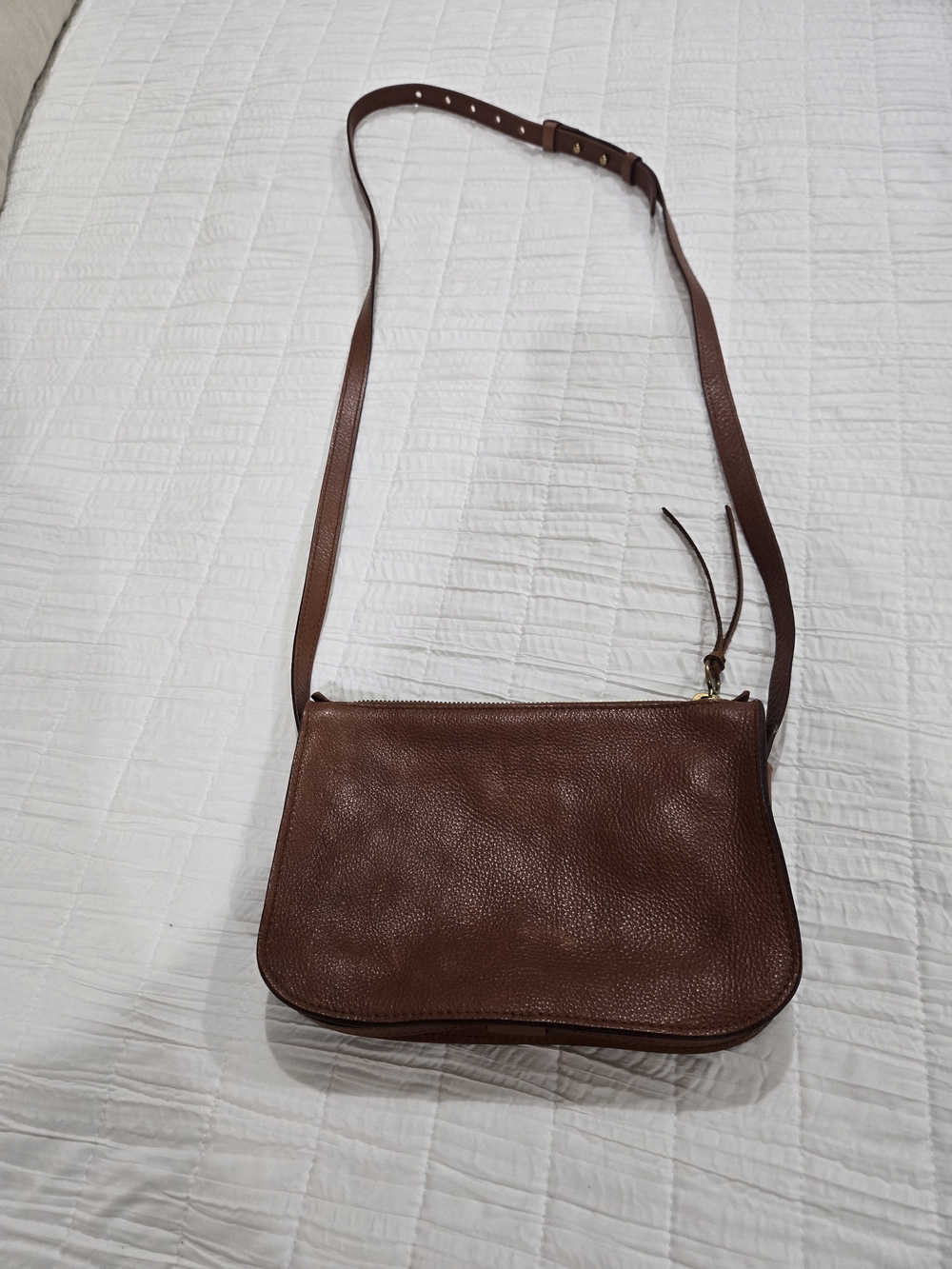 Madewell Brown Leather Crossbody Bag - Pebbled Saddle